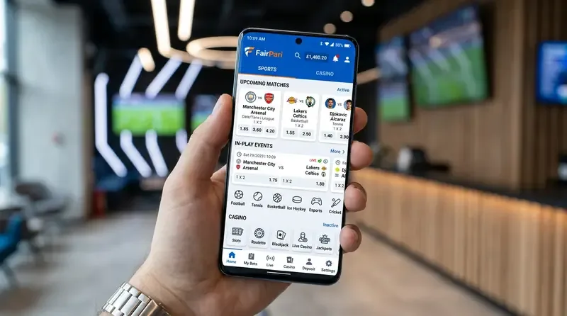 FairPari app on phone: fairpari bet and fairpari casino main screen